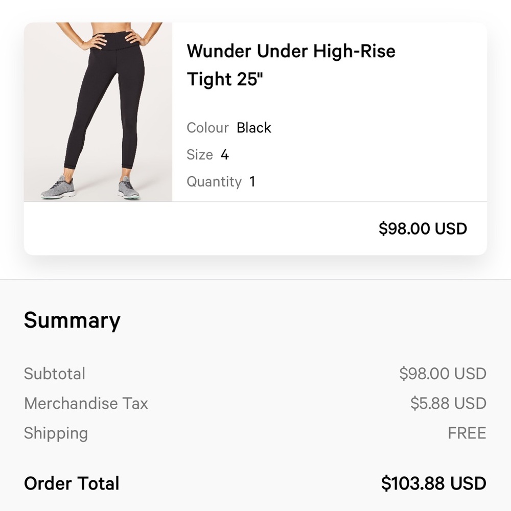 lululemon wunder under high rise 25